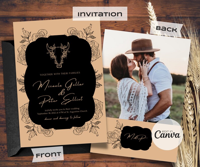 Western Romance Wedding Invitation Template, Ranch Wedding, Southwest Cowboy Inspiration. Editable Template. Instant Download. image 4