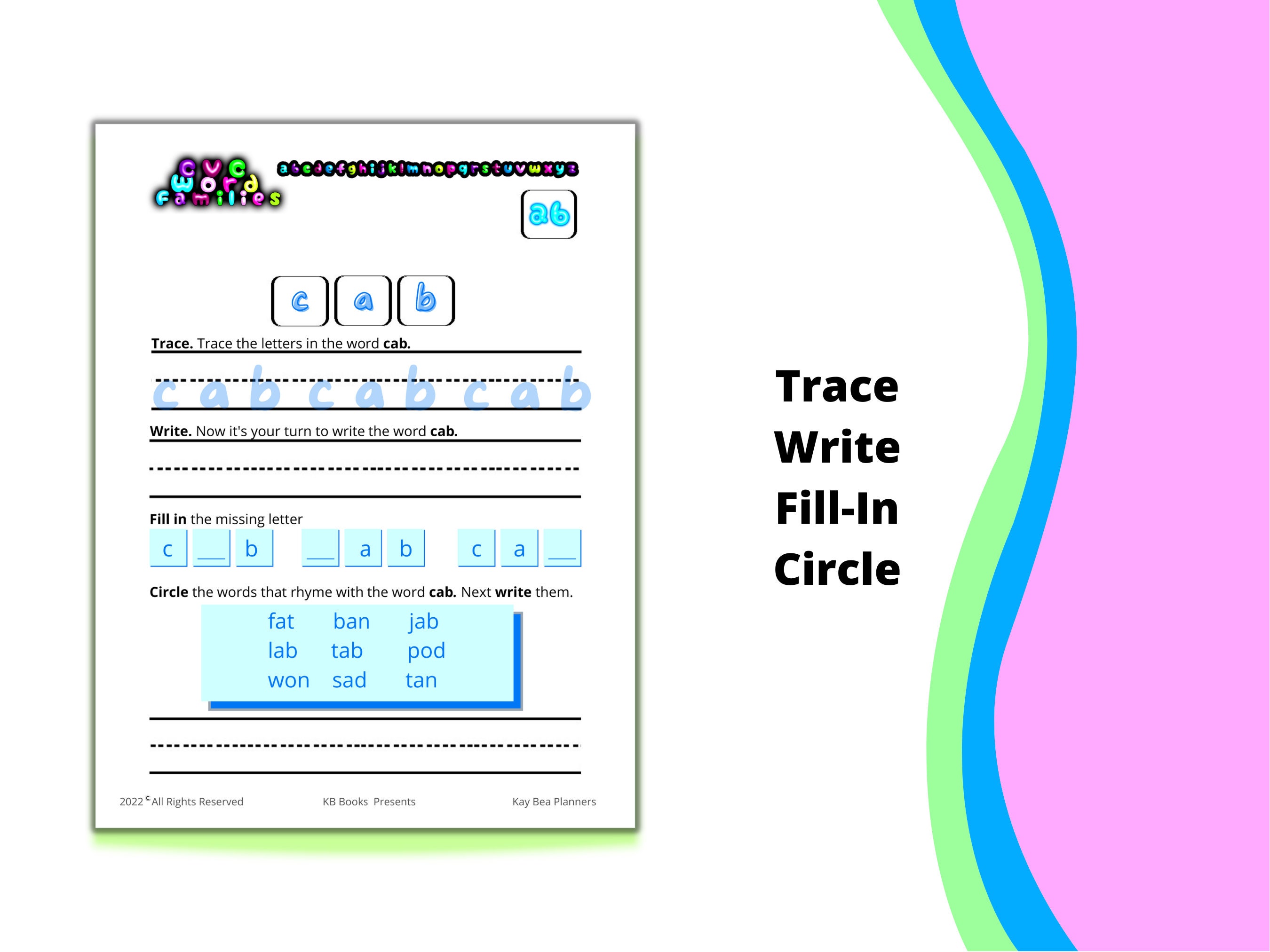 CVC Word Families Digital and Printable Activity Sheets | Word Families ...