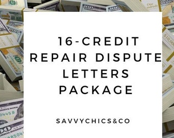 16 Credit Repair Dispute Letters Package
