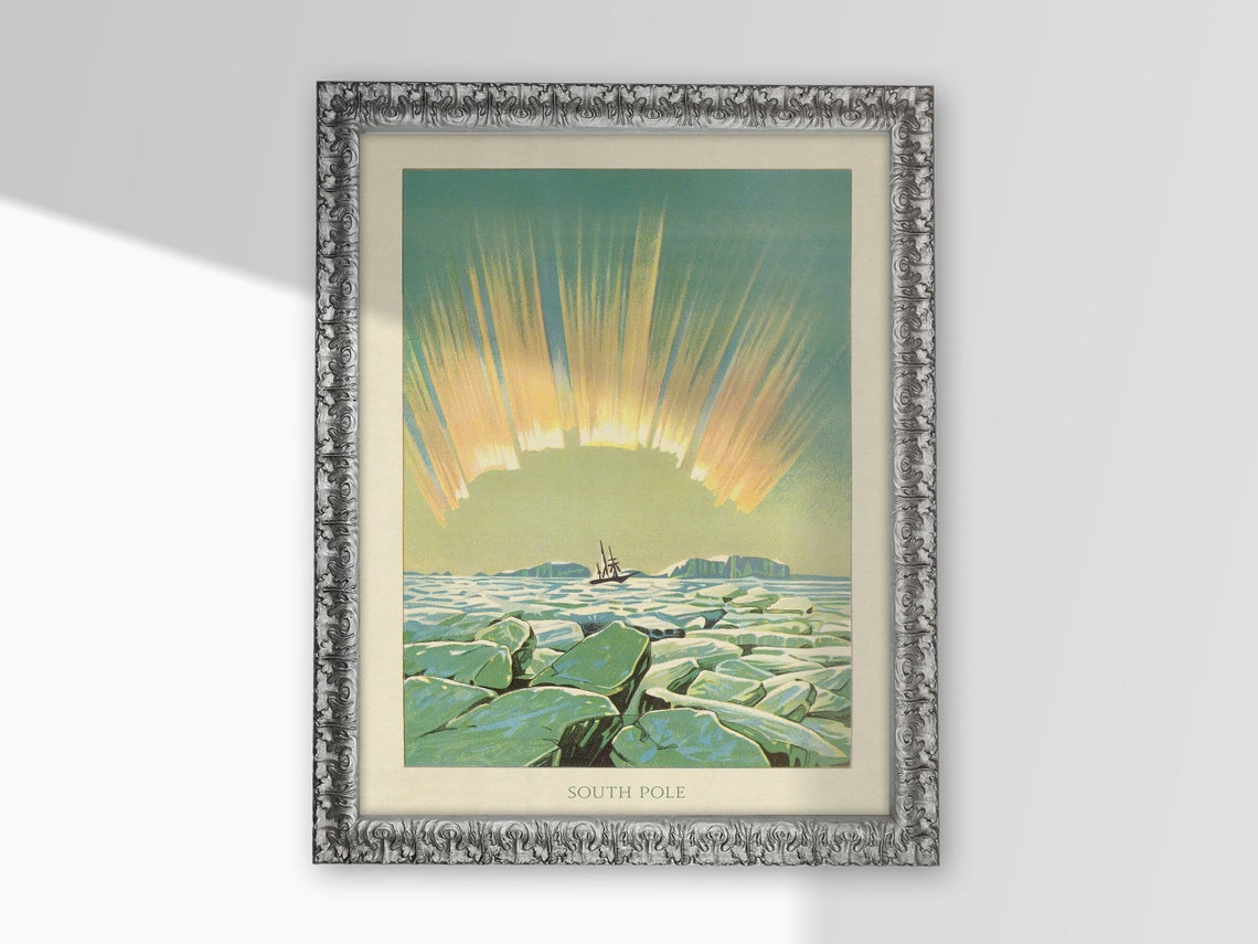 Framed Vintage Poster Art Print South Pole Antarctic Etsy