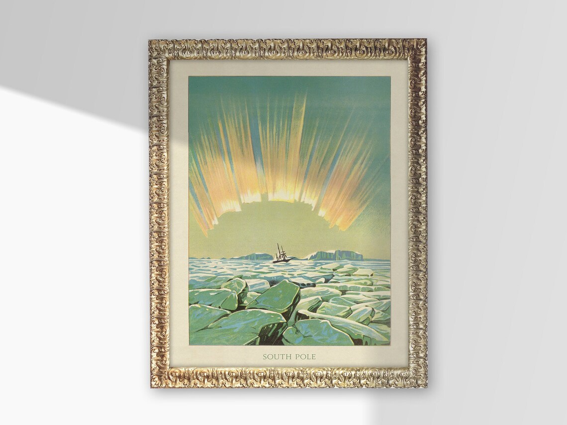 Framed Vintage Poster Art Print South Pole Antarctic Etsy
