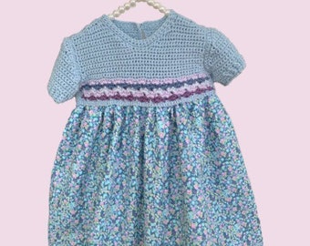 Girls dress with crocheted top and cotton skirt