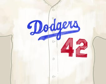 Jackie Robinson Dodgers Jersey - Painting Print (unframed)