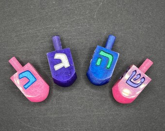 Dreidel personalizado hecho a mano, letras hebreas grandes