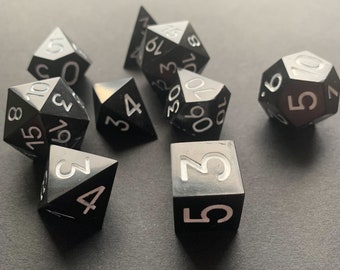 Black and White Dice Set; Includes an extra d20 and crystal d4!