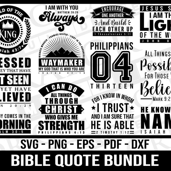 Bible Quote SVG Bundle | Bible Verse | Faith SVG | Christian SVG | Religious svg | Inspirational Bundle Svg | Scripture svg | png quotes