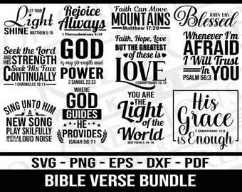 Christian Bible Verse SVG Bundle | Religious Scripture Quotes (Digital Files)
