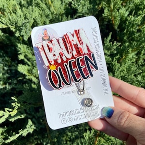 Trauma Queen Retractable Badge Reel, Funny Nursing ID Badge Holders, Cute Glitter Resin Badge Reels, Medical Humor Gifts, Nurse Badge Reel