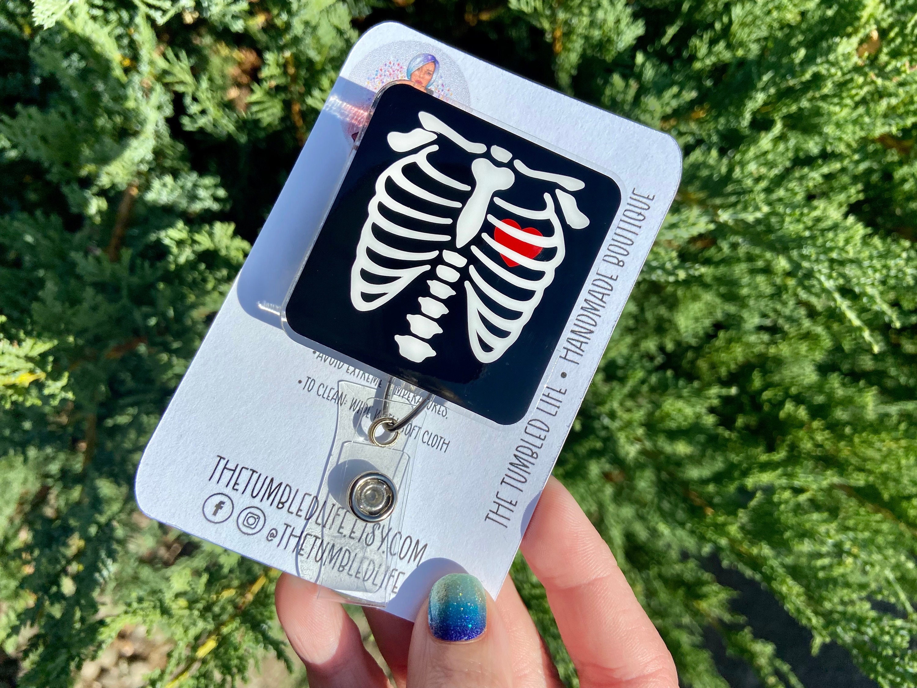 X-ray Bones Retractable Badge Reel, Radiology Tag, Radiologist