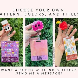 Badge Buddy, Build Your Own Badge Buddy, Personalized Keycard, Custom Resin Badge Buddy, Choose Your Own Badge, Glitter Badge Buddy Gifts