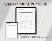 Minimalistic Weekly Meal Planner | Meal planner ipad template| Meal Planner Printable | Digital Meal Planner | Free Goodnotes Planner