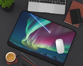 Aurora Borealis Desk Mat - Vibrant Office Decor, Gaming Mouse Pad, Gift for Astronomers, Nature Lovers, Unique Home Accessory