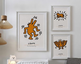Juego de láminas de Keith Haring, arte para pared de galería (descarga digital)