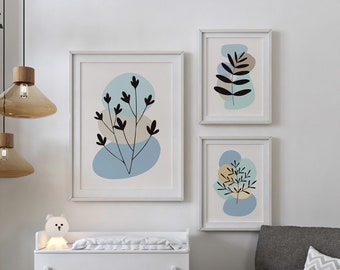 Boho Floral Wall Art Poster, Botanical Print (Digital Download)