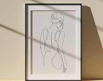 Minimalist Woman Line Art Print, Abstract Female Figure (Digital Download)