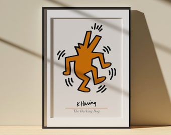 Keith Haring The Barking Dog, Exposición de la Galería del Museo, Arte mural imprimible, Impresión de arte pop, Perro ladrador, Impresión de carteles de exposición, Keith Art