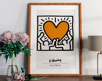 Keith Haring Love Heart Print, Pop Art Poster (Digital Download)