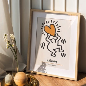 Truee Love Poster, Keith Haring Love Print, Pop Art Print, Interior Heart Home Decor, Retro Printable Poster, Vintage Gallery Wall Love Art