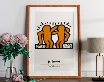 Impressão de pôster dos melhores amigos de Keith Haring, pôster de amizade, pôster de melhores amigos, pôster de exposição de Keith Haring, pôster de arte pop de Keith Haring