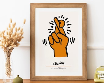 Keith Haring Daumen drücken, Keith Haring Poster, Keith Haring Print, Keith Haring Dekor, Keith Haring Exhibition Art, Keith Haring Luck