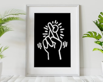 Daumen drücken Schwarz Poster, Keith Haring Dekor, Keith Haring Luck, Keith Haring Poster, Exhibition Art, Pop Shop, Street Art, Luck Pop Art