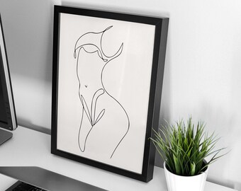 Abstract Woman Body Line Art Print, Contemporary Wall Decor (Instant Download)