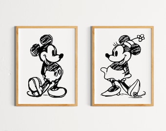 Mickey Mouse Set of 2 Prints, Kids Room Decor (Digital Download)