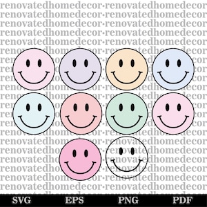 Smiley Face Svg - Png - Eps, Happy Face SVG Bundle, Cutting Files, Happy Face SVG, Smile SVG, Retro Smiley Face, Happy Face Svg Png Eps Pdf