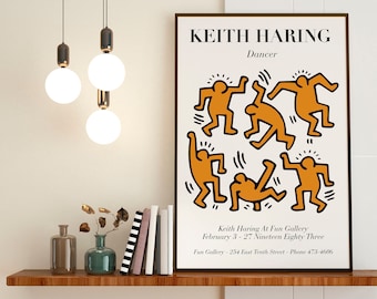 Keith Haring Dancer Poster, Keith Haring Art Exhibition Poster, Keith Haring Party Print, Keith Haring Wall Decor, Party Of Life Poster