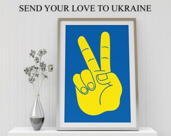 Ukraine Peace Sign Art Print, Hand Drawn (Digital Download)