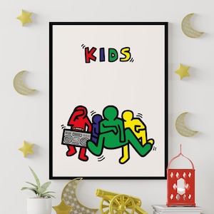 Keith Haring Kids Exhibition Poster, Pop Art Print, Digital Download, Kids Wall Art Decor, Keith Haring Love, Nursery Wall Decor