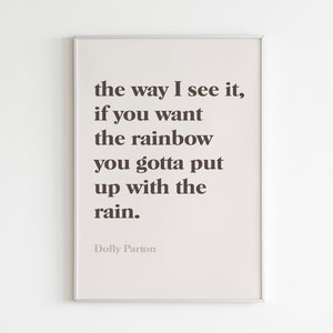 Dolly Parton Quotes Poster, Dolly Parton Poster, Dolly Parton Print, Dolly Inspirational Decor, Rainbow Quote Poster, Digital Download