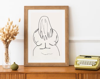 Minimalist Female Figure Line Art Print, Body Positive (Digital Download)