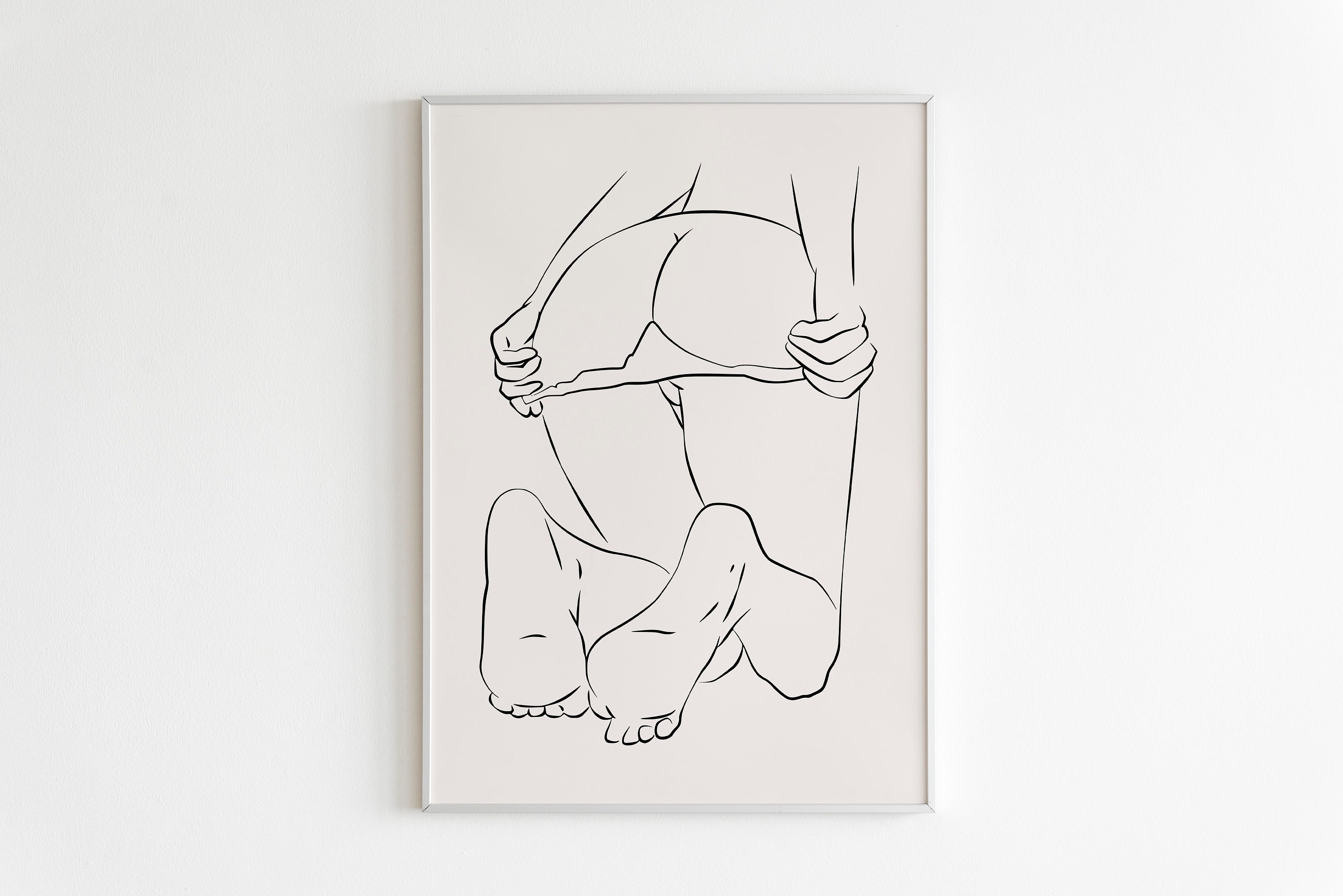 Woman Butt Underessing Line Art Bathroom Decor, Big Butt Woman Nude