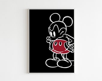 Mickey Mouse Nursery Print, Minimalist Line Art (Digital Download)