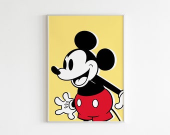 Cartoon Mickey Mouse Art Print, Kids Room Decor (Digital Download)