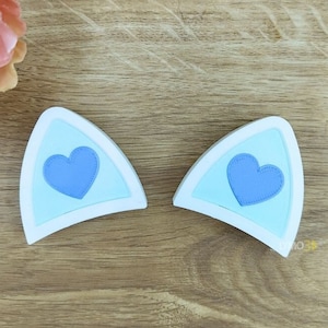 Cat ears for headphones, Withe and Blue, Valentines Gift, Heart, ears headband, hair accessories, cosplay, headset attachment