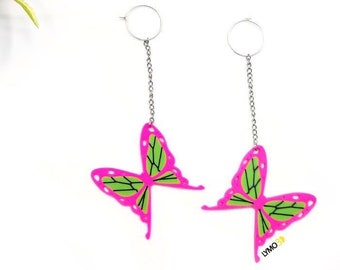 Pendientes largos de mariposas, pendientes mariposa, pendientes animal, pendientes para ella, regalo, pendientes impresión 3D