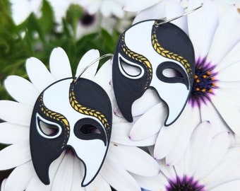 3D Printed Manga Mask Earrings or Necklace: Webtoon Inspired Jewelry