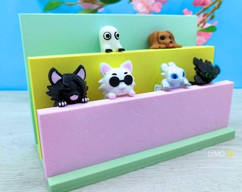 Espositore Hippers, scaffale organizer a più livelli, decorazione da scrivania kawaii, stampato in 3D, design originale