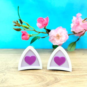 Cat ears for headphones, Withe and Purple, Valentines Gift, Heart, ears headband, hair accessories, cosplay, headset attachment