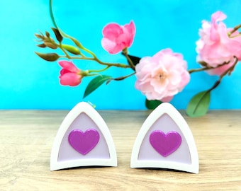 Cat ears for headphones, Withe and Purple, Valentines Gift, Heart, ears headband, hair accessories, cosplay, headset attachment