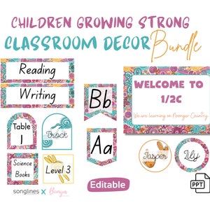 Aboriginal Art Classroom Decor Bundle | Children Growing Strong | PPT