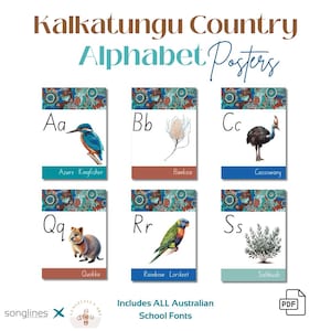 Aboriginal Classroom Alphabet Posters | Kalkatungu Country | Authentic Indigenous Classroom Decor Preschool Kindergarten Early Years