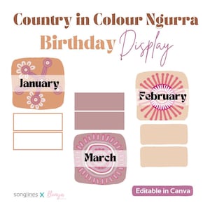 Indigenous Birthday Display Chart Canva | Classroom Aboriginal Decor Educator Birthday Classroom Preschool Decoration Learning Resource