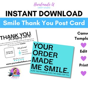 Aanpasbare 2-zijdige zakelijke bedankkaartsjabloon | Canva bewerkbaar direct downloaden | Bijsluiter briefkaart