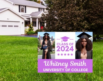 Canva Template Graduation Photo Lawn Sign  | 2024 Graduate Custom Yard Lawn Sign | High School or College Graduate  | Commercial Use