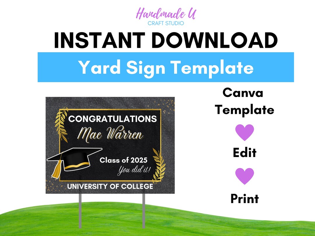 Canva Template Graduation Lawn Sign | 2025 Graduate Custom Yard Sign ...