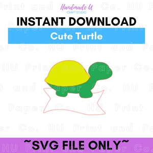 Schattige schildpad met schelpnaamplaatje SVG-bestand voor hobbyisten, docenten en feestdecor | Direct downloaden | Cricut | Silhouet