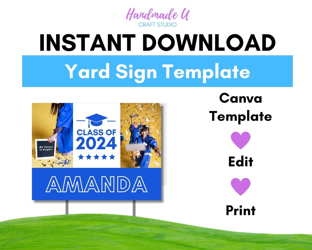 Graduation Lawn Sign Canva Template 2024 Graduate Custom Yard Sign Pre ...